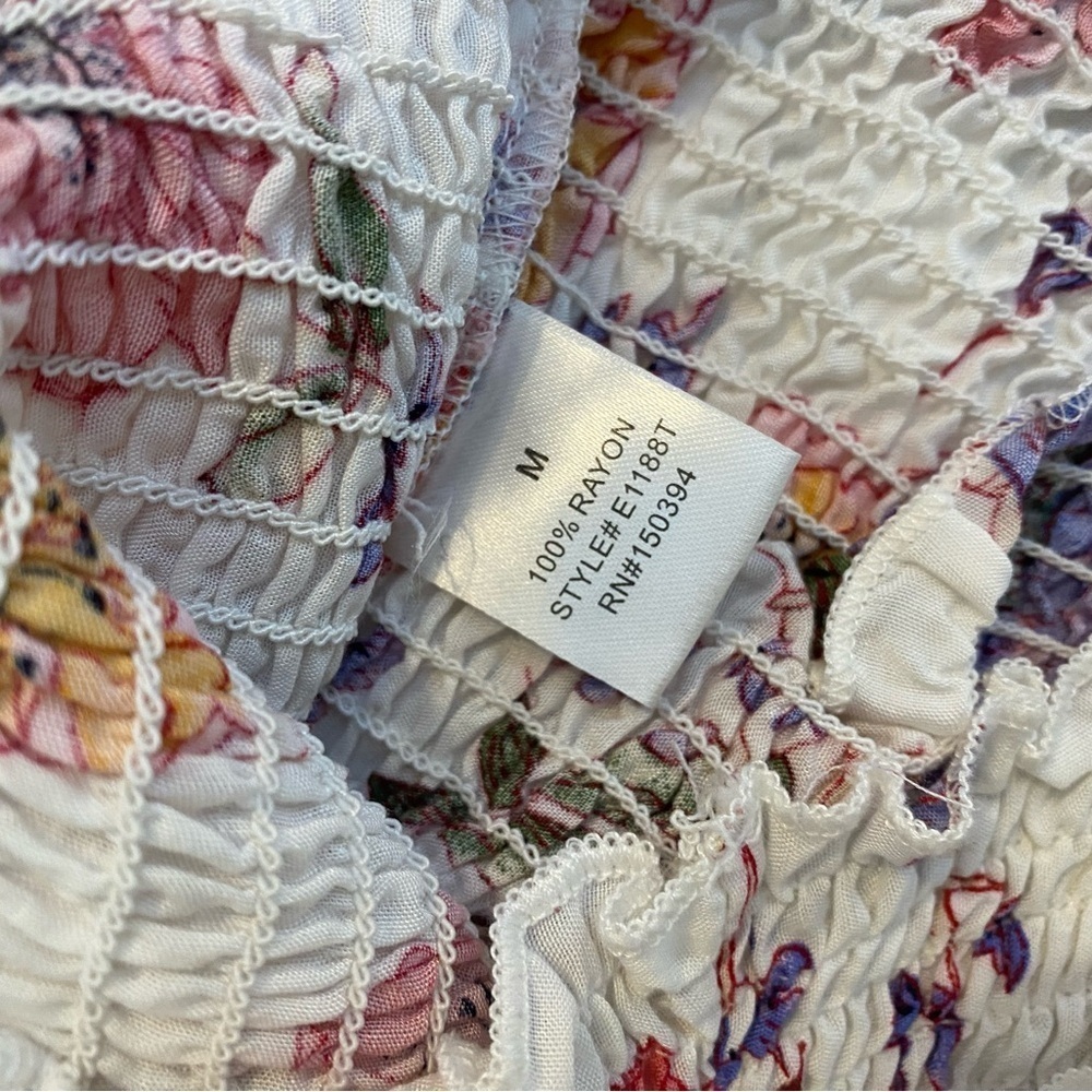 étophe studios cropped rouged asymmetrical floral white top size Medium - Picture 8 of 9